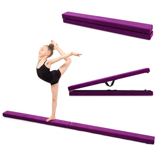 7FT 2.1M Folding Gymnastic Balance Beam Kids Training Beam Carrying