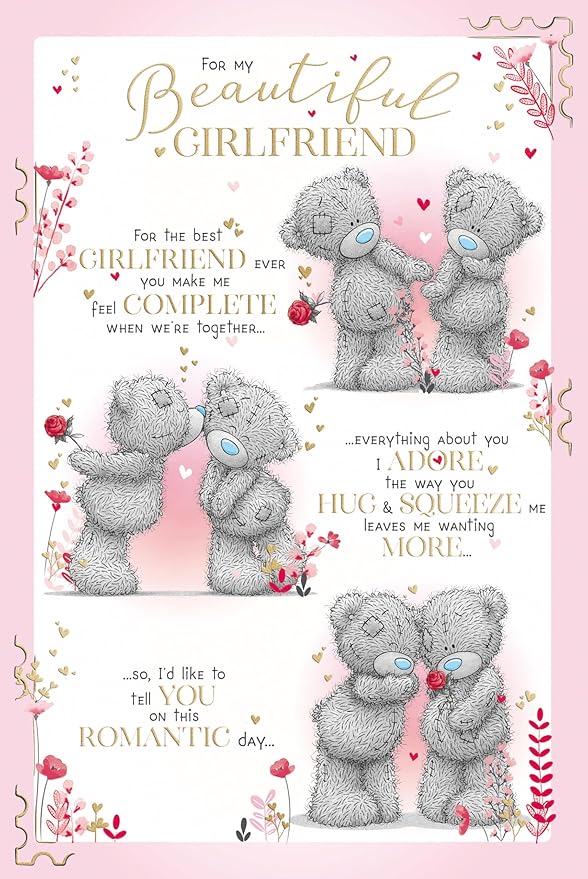 Me to You Tatty Teddy Valentine's Day Card 'To my Beautiful Girlfriend' 6 x 9" - Official Collection