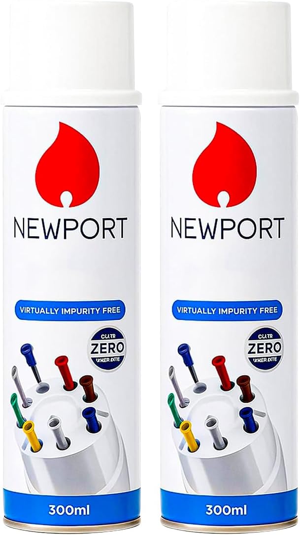 Newport Gas For Lighters 300ml Compatible with All Lighters BBQ, Candle, Camping, Gas, Kitchen, Cooking Lighter - Pack of 2 x 300ml