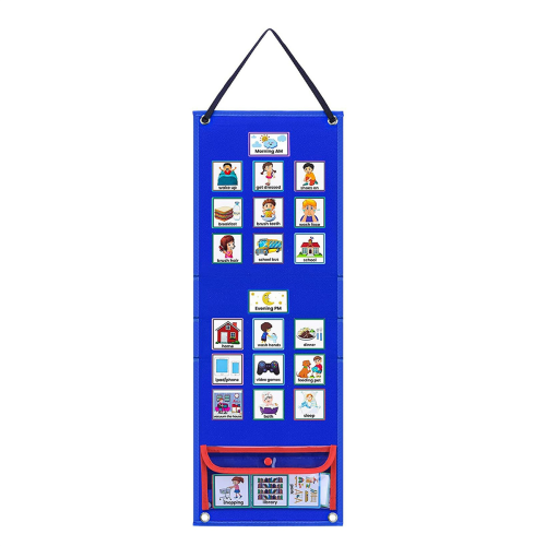 Visual Schedule for Kids Daily Routine Chart with 70 Cards Calendar Pocket Autism Learning Behavioral Tool School