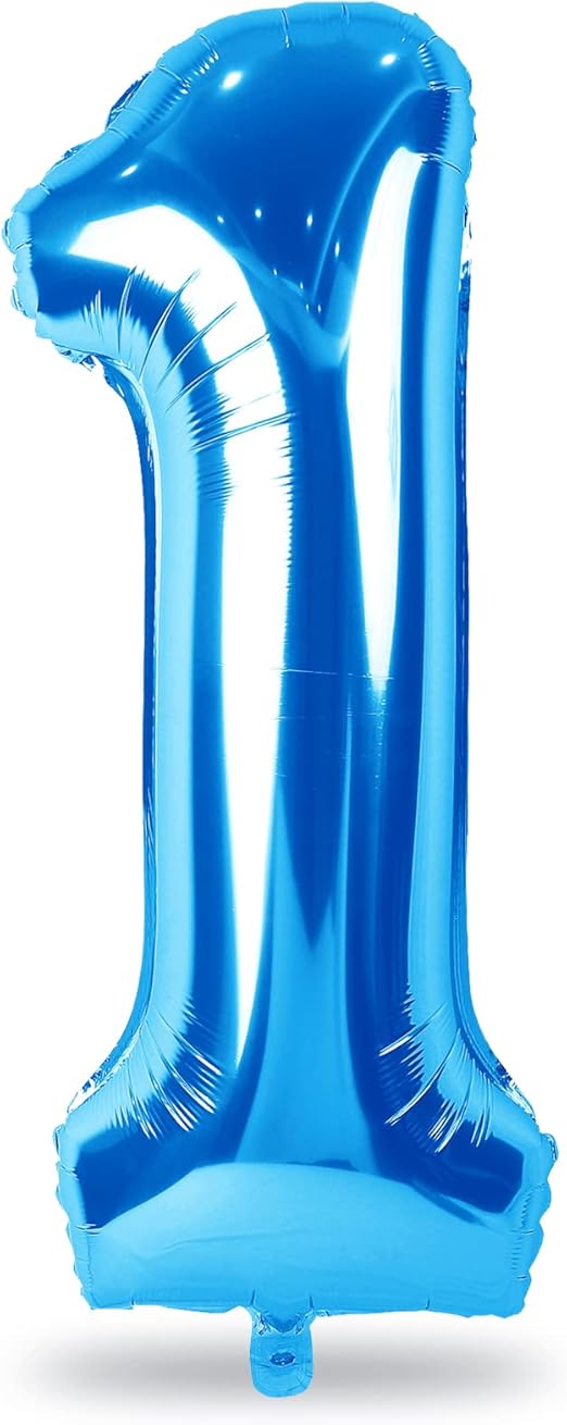 40'' Blue Number 1 Balloons, Giant Self Inflating Foil Number Balloons Set 0-9, Large Digital 1 Helium Balloon for Men Boys 1st Birthday Baby Shower Party Decorations Anniversary Photo Shoot Supplies