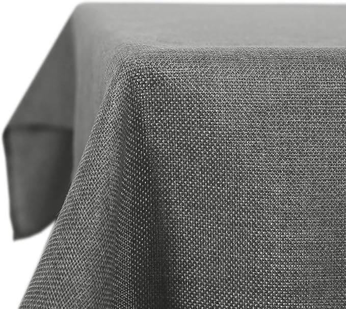 Deconovo - Waterproof Soft Linen Effect Rectangular Tablecloth - Ideal for Dining Rooms, Kitchens, Living Rooms, Gardens - 132 x 178 cm - Grey