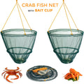 2 x CRAB FISH CRAYFISH LOBSTER DROP NET w BAIT CLIP & ROPE SAFE CRABBING BASKET