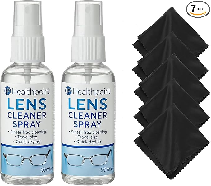 Glasses Cleaning Spray with 5 Microfiber Cloths – Streak-Free Lens Cleaning Kit for Glasses, Sunglasses, Camera Lenses, Screens & More - Complete Bundle With Long Lasting Protection