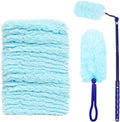 Newthinking Flash Dust Magnet and Refills, Fluffy Disposable Dust Magnet Kit with Extended Handle for Household Cleaning and Dust Removal (1 Long Handle, 1 Short Handle, 20 Duster Refills)