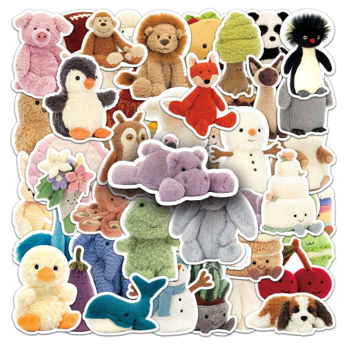 (MULTICOLOR) 50Pcs  Kawaii Jellycat Stickers DIY Stickers Scrapbooking Phone Luggage Skateboard Waterproof Decals