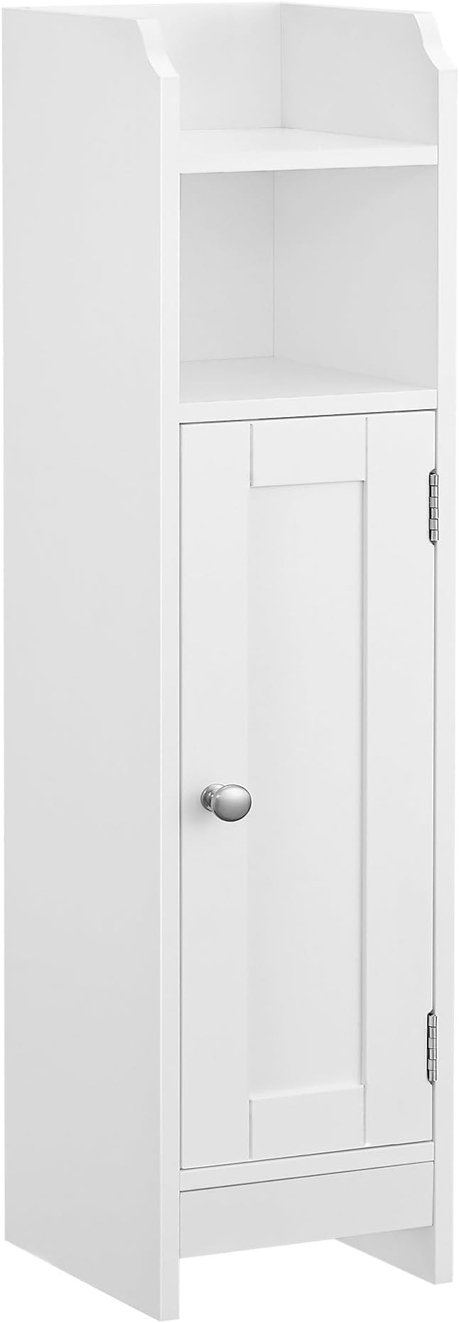 VASAGLE Slim Bathroom Floor Storage Cabinet with Door and Shelves, Freestanding Bathroom Storage Unit, Narrow Bathroom Toilet Paper Storage Cabinet, Adjustable Shelves, White BBC310W01