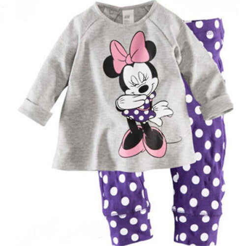 (Grey Purple Minnie, 4-5 Years) Kids Baby Girls Boys Mickey Minnie Mouse Sleepwear Outfit Pyjamas Set Loungewear Pjs