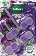 Zoflora Midnight Blooms Rim Blocks, 2 x 48g Pack, Continuous Freshness & Odour Control, Long-Lasting Scent, Kills 99.9% of Bacteria