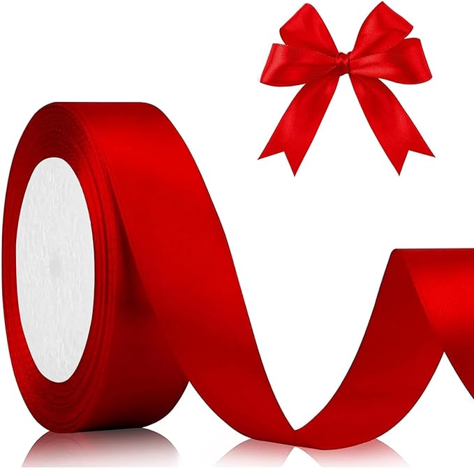 22M Ribbon for Gift Wrapping,20mm Wide Red Ribbon, Thick Fabric Gift Wrap Ribbons for Crafting,Halloween & Christmas,Wedding & Valentine's Day Decoration