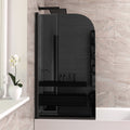 Curved Bath Screen Matt Black Profile Black With Glass Reversible