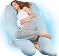 Nuliie Pregnancy Pillow for Sleeping, U Shaped Full Body Pillow with Washable Cooling Fabric Cover, Maternity Pillow Support for Back, Hips, Legs for Pregnant Women (Cooling Light Blue)