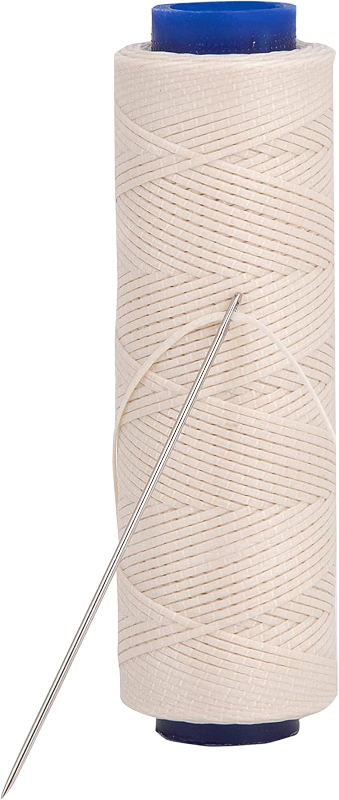 Waxed Thread, Strong Thread for Leather, Upholstery, Shoe, Bag, incl. Needle (Colour: Aspen Cream)