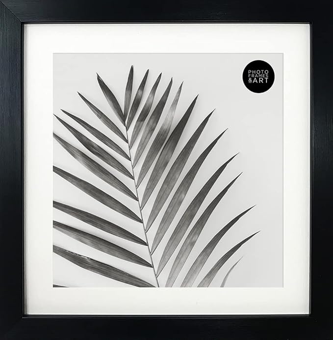 pf+a REAL GLASS 10x10 For 8x8 Black Square Picture Frame - 8x8 Black Photo Frame With Mount - Wall and Tabletop Display
