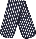Butcher Stripe Double Oven Gloves Quilted Heavy Duty Cooking Potholder Heat Resistant Mitt 18x90cm (Navy)