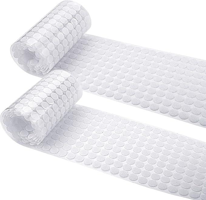 JANYUN 1008 Pcs 2/5" 10mm Diameter Sticky Back Dots Hook and Loop Self Adhesive Dots Tapes (White)