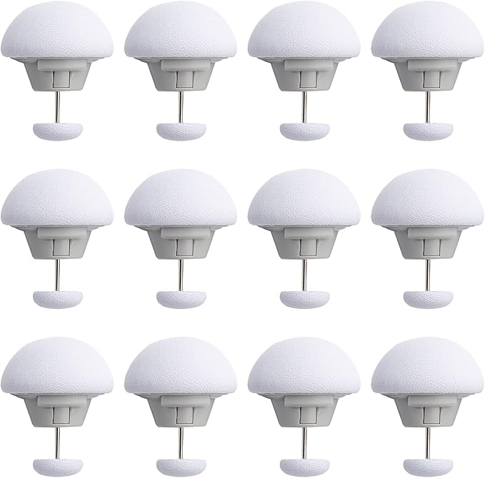 Yikki 12Pcs Mushroom Duvet Clips, Non-Slip Duvet Cover Clips to Keep Duvet in Place, Comforter Quilt Holder Fixator with One-Key Unlock for Blanket Bed Sheet Curtain Socks Mattress Covers (White)