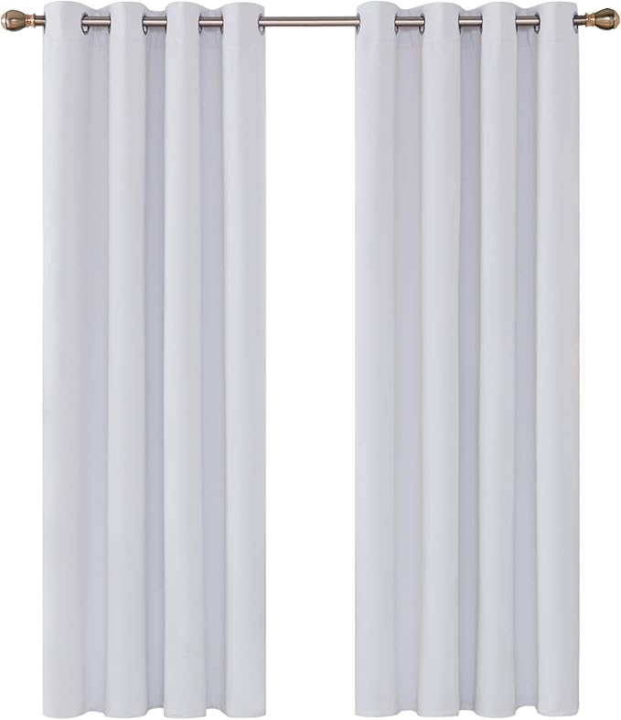 Deconovo Super Soft Thermal Insulated Eyelet Room Darkening Curtains Hand Made Curtains for Bedroom 46 x 54 Inch 2 Panels Silver Grey