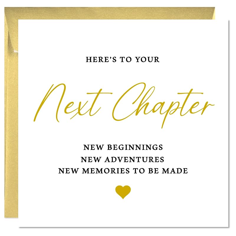 Printperfect - Congratulations Next Chapter Card - Moving, Leaving or New Job Card for Him or Her - 'Here's To Your Next Chapter' Good Luck Card for Men and Women, promotion, university, new baby