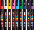 Posca - Standard PC-5M Acrylic Paint Pens (9pc), Multi Surface Markers for Windows, Glass, Graffiti, Fabric, Rock Painting, Canvas, Wood, Metal, Fabric, Colouring, Arts & Crafts, with 4 Stickers