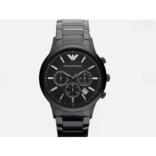 Emporio Armani AR2453 Men's Chronograph Watch - Black Stainless Steel, 43mm, 50m Water-Resistant, Quartz