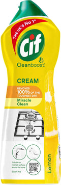 Cif Lemon Cream Cleaner multipurpose surface cleaner with 100% natural cleaning particles removes 100% of the toughest dirt 750 ml