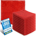 Microfiber Cleaning Cloth, Large Size 40x40cm, Super Absorbent Lint Free Microfibre Cloths Cleaning for Home, Kitchen, Surface, Mirrors, Bathrooms, Motorbike, Car (Red, 10)