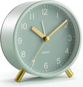 Analogue Alarm Clock, Silent Non-Ticking with Night Light, Fashionable Round Metal Alarm Clock for Office, Battery Operated, Bedroom, Elderly, Adults, Children, Student Gifts