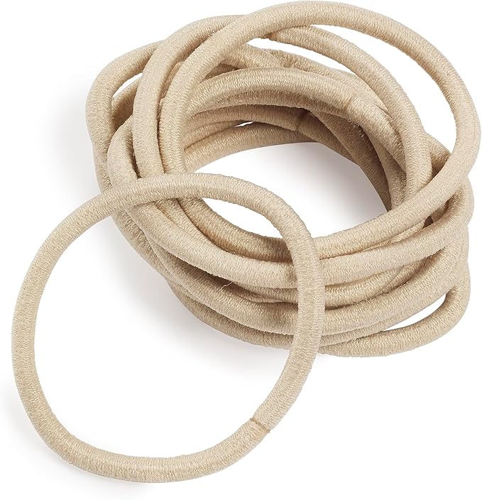 Manicare Hair Bands, Pack Of 12 Blonde Bobbles, Ponytail Holder, Snag Free Elastic Hair Ties, Metal Free No Damage Gentle On The Hair, Thick Bands Suitable For All Hair Types