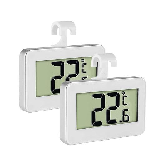 Pack of 2 LCD Digital Fridge Freezer Thermometer Monitor with Hanging Hook and Retractable Stand