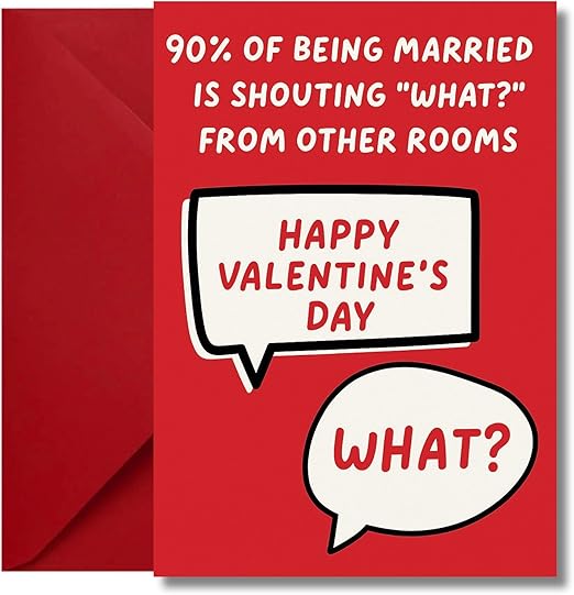 LimaLima Funny Valentines Card For Him & Her Husband Wife Shouting What From Other Rooms Design
