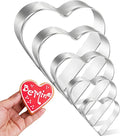 Heart Cookie Cutter, 5 Pcs Silver Heart Shaped Cookie Cutter Set, Stainless Steel Biscuit Cutters, DIY Valentines Day Present Pastry Making Equipment for Valentine's Day Weddings Anniversaries