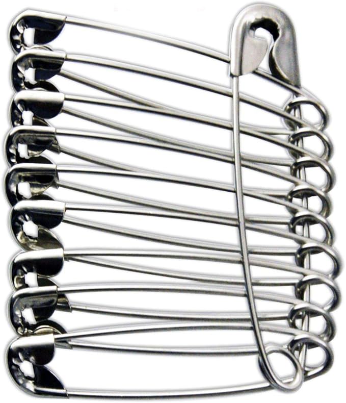 eRadius 10 x Extra Large Safety Pins Kraft Craft Pins Size 4 / 55mm 10Pcs Silver