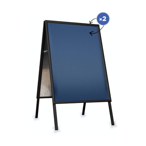 Double-Sided A1 Pavement Sign with Snap Frame - Holds Two Posters Back-to-Back, No Assembly, 660x1180mm, Black