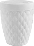 Addis 518030 Diamond Style Round Swing Lid Bathroom Bin, White