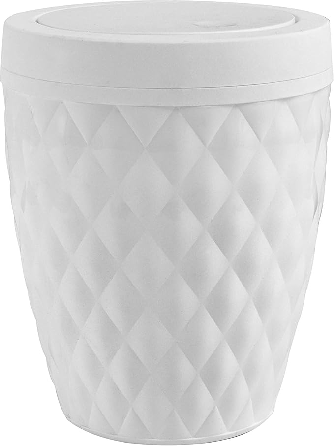 Addis 518030 Diamond Style Round Swing Lid Bathroom Bin, White