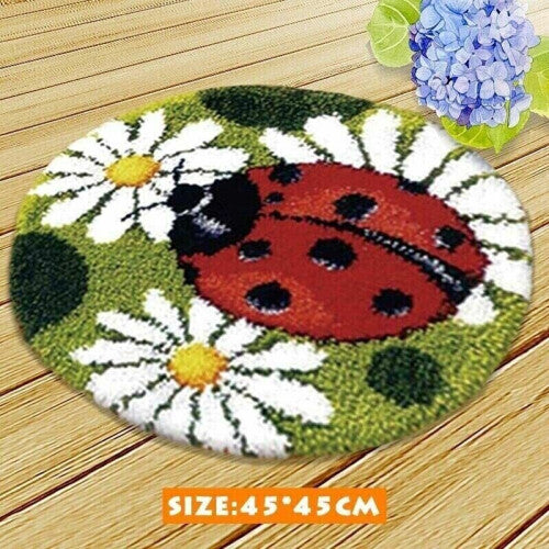 45*45cm Ladybug Rug-Making DIY Embroidery Latch Hook Kit Needle Craft