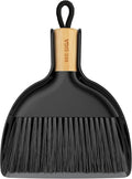 MR.SIGA Dustpan and Brush Sets, Mini Dust Pan and Brush Bamboo Handle, Durable Bristles and Easy-Sweep Blade, Lightweight Design, Black