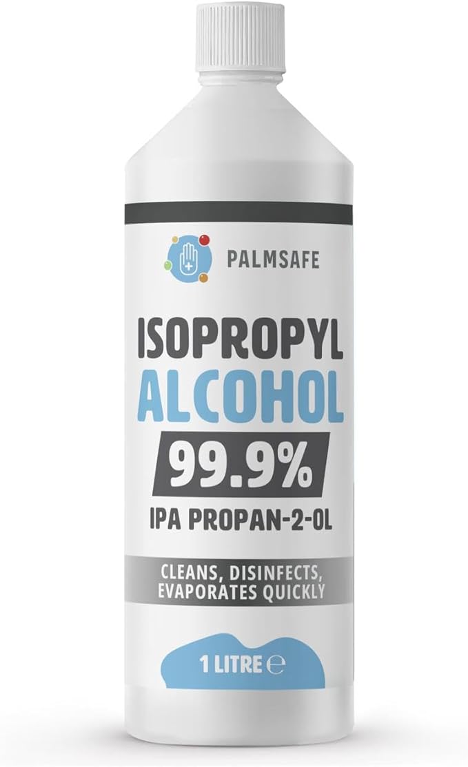 Isopropanol Alcohol IPA 99.99% 1L Disinfectant for Household, Hospitals, Office - Electronics, Stains, Grease, Glue and Paint Cleaner Easy Pour