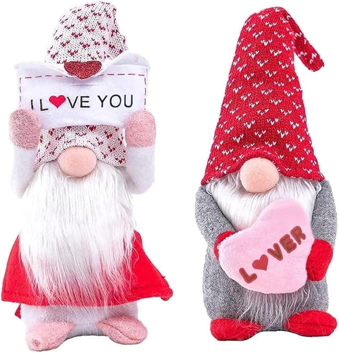 Valentines Gifts for Her Girlfriend Wife Valentines Day Decorations Gnomes Gonk Valentines Day Handmade Plush Gnome Dolls Gonk Mini Faceless Dwarf Elf for Home Tabletop Decor