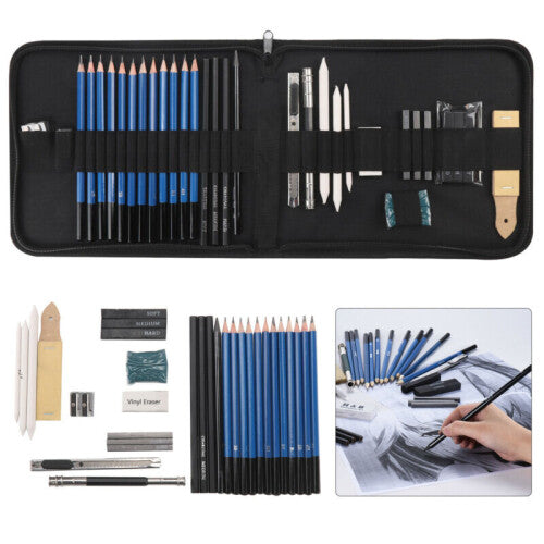 32pc Sketching Drawing Set Art Pencil Kit Graphite Charcoal Artists