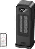 Electric Heaters for Home, 1500W Energy Efficient Quiet Space Heater with Programmable Thermostat, WiFi & Voice Control,12H Timer, ECO Mode & 70° Oscillation for Office, Bedroom, 40cm, Black
