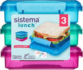 Sistema Lunch Sandwich Boxes | 450 ml | Airtight School Lunch Boxes | Assorted Colours | 3 Count