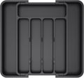 Lifewit Extendable Cutlery Drawer Organiser, Adjustable Cutlery Tray, Plastic Adjustable Kitchen Storage Dividers for Utensil Spoons Forks Knives, 7 Compartments, 22-36 x 30cm, Black