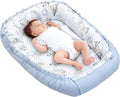 Medi Partners Baby Nest Pod for Newborn Babynest Sleep Bed - 100x60x15 Lounger Essentials 0-12 Months sleeping bilateral Cocoon 100% Cotton Waffle (Deer and Hedgehogs with light blue Waffle)