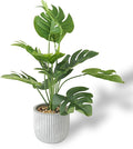 Leixi Artificial Plants in Pots, Fake Tropical Palm Tree with Greenery Leaves Stems,32CM Tall Taxu Plant for Office Desk Shelf,Garden,Home,Bathroom,Windowsill Decor