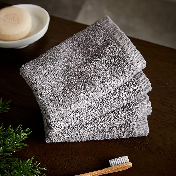 Catherine Lansfield Quick Dry Cotton Face Cloth 4 Pack Grey