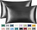 Imperial Rooms Satin Pillowcase 2 Pack – Satin Silk Pillowcases for Hair and Skin, Gifts for Women – Charcoal Pillow cases with Envelope Closure (50x75 cm)