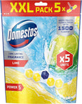 Domestos Power 5 Lime Toilet Rim Blocks toilet freshener with a long-lasting fragrance clean and freshen for up to 300 flushes 5x 50 g
