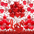 Valentine's Day Balloon Decoration Set with 42inch Love Balloon Red Heart Balloons Rose Petal 50 Pcs Red Heart Hanging Streamer for Valentines Anniversary Proposal Wedding Party Decorations